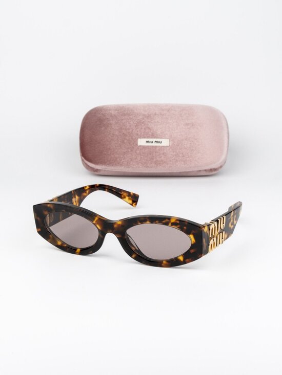 Miu Miu GLIMPSE Women Sunglasses Honey Havana Purple Rectangle MU11WS 14L20I main image 8
